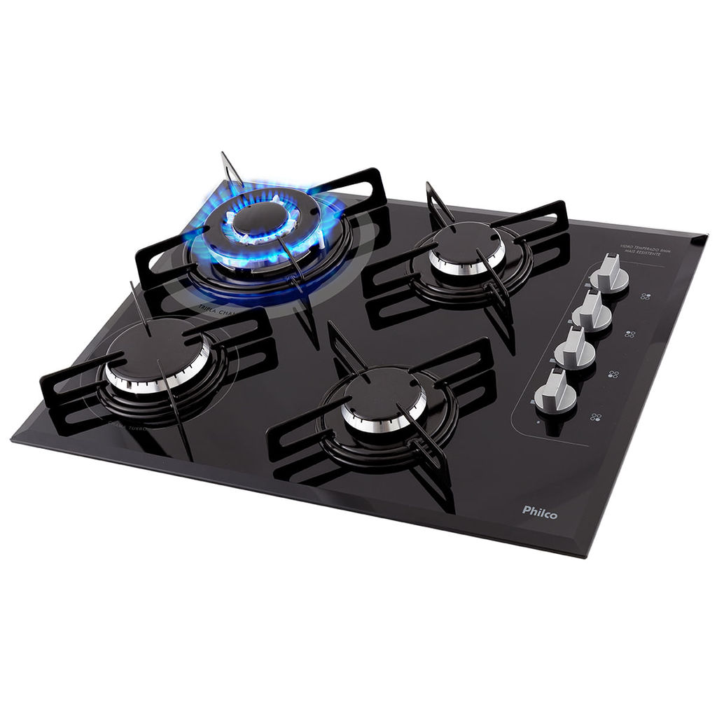 COOKTOP A GáS PHILCO 4 QUEIMADORES SUPERAUTOMáTICO PCT04TC BIVOLT