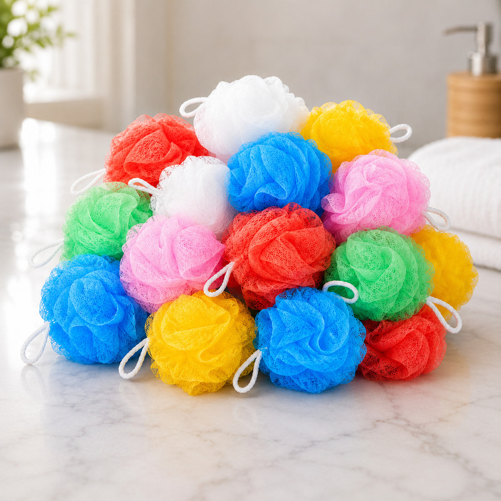 Esponjas De Banho Esfoliante Bucha Nylon Kit 03 Unidades