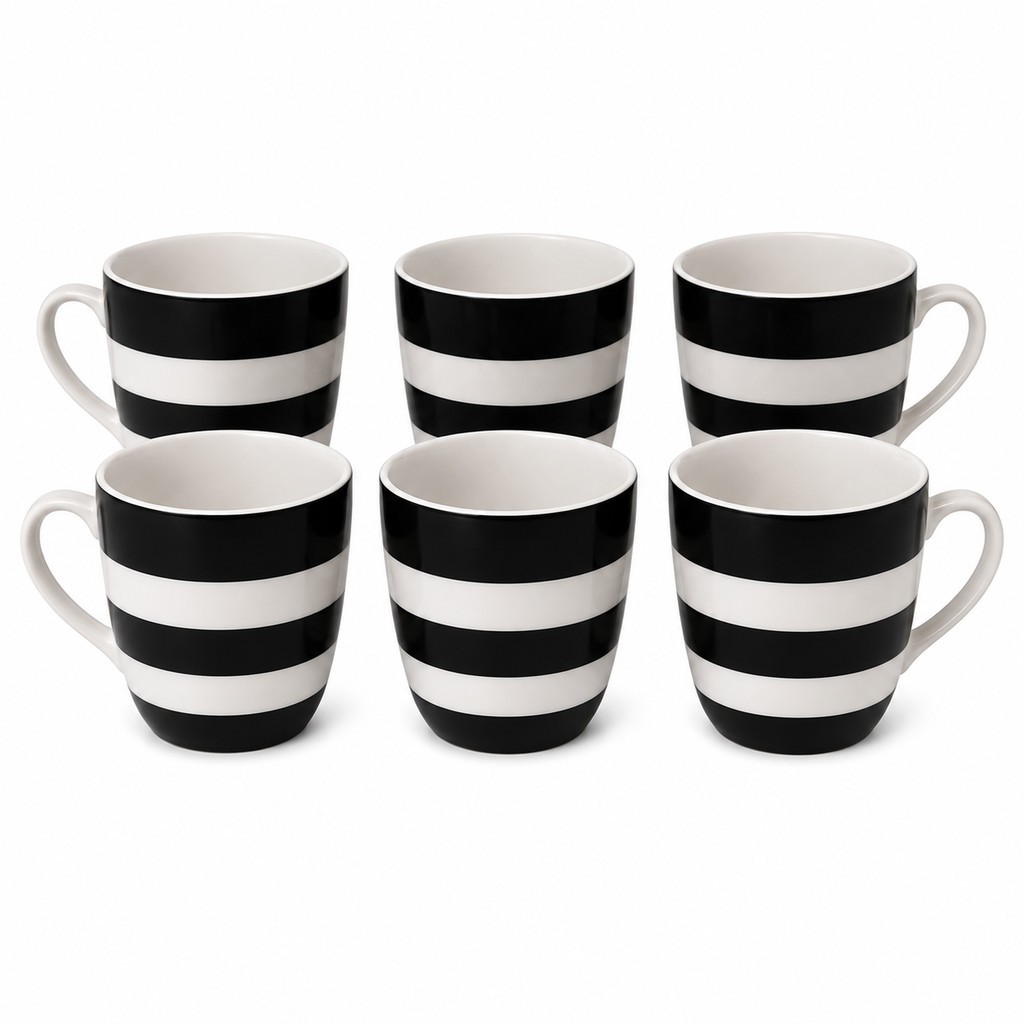 Imagem Jogo 6 Xicaras Cafe Faixas Preta 90ml Cerâmica Hauskraft