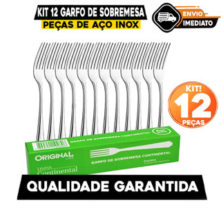Garfo de Sobremesa C/12pçs Continental Jogo de Talheres de Aço Inox Original Line Restaurante