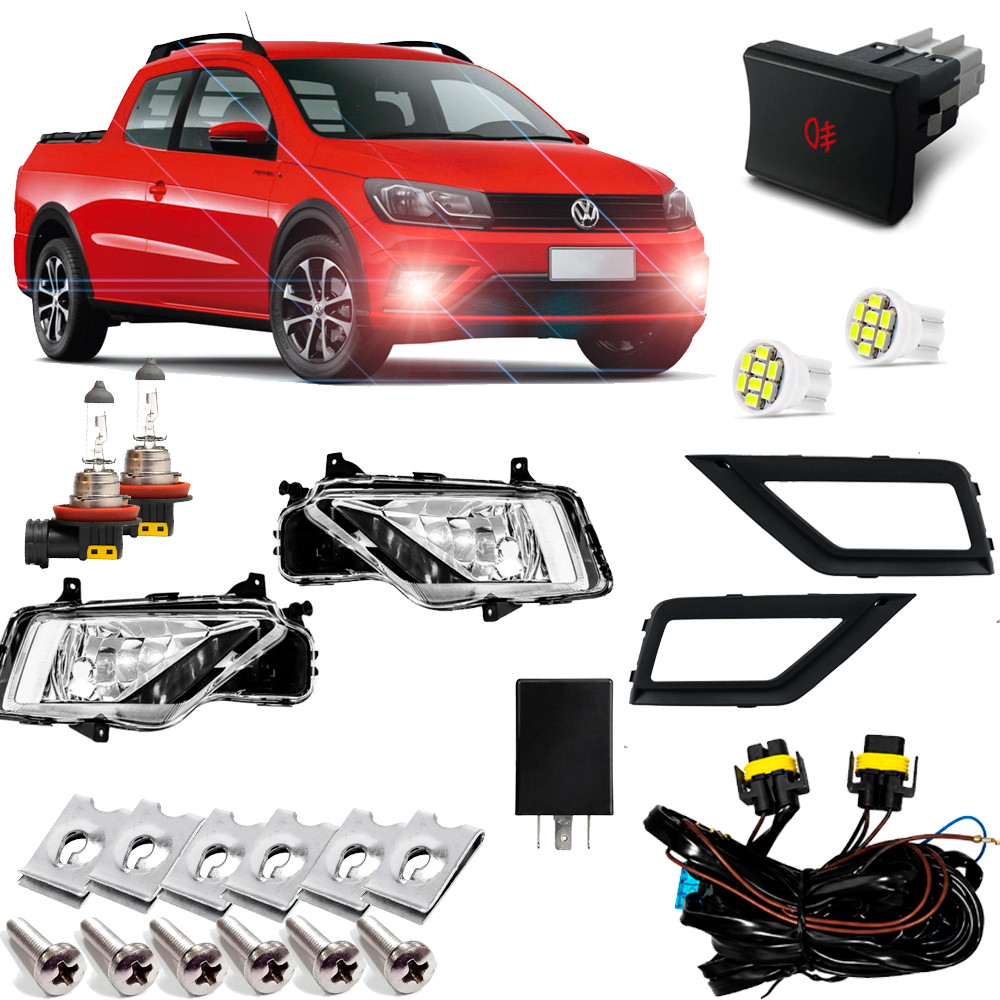 Kit Farol De Milha Neblina Auxiliar Farolete G7 Saveiro Robust 2017 18 19 2020 Kit