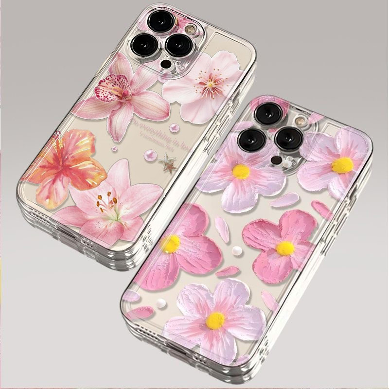 Capa De Telefone Flor De Lírio Rosa Para Samsung Galaxy A51 A31 A71 A50 A30 A20 A50S A30S A10 A10S A20S A11 A02 A03 Core