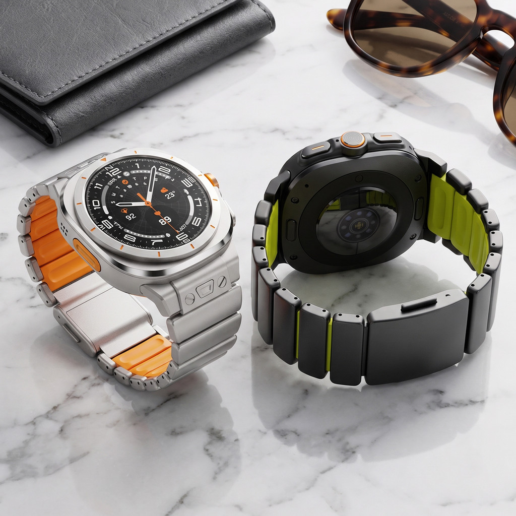 Pulseira De Fivela Magnética De Silicone + Pulseiras De Titânio Para Samsung Gal