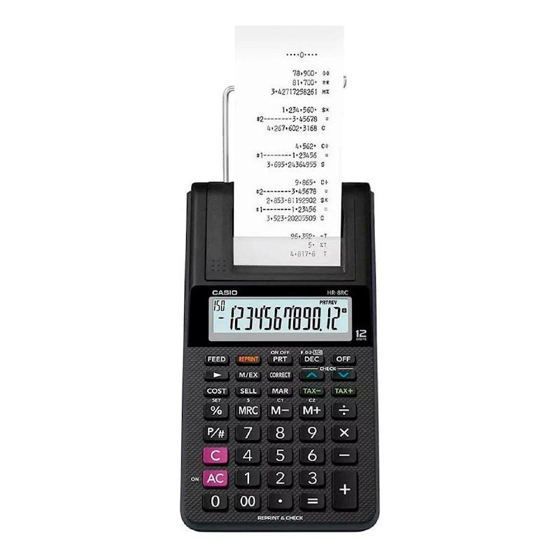 Calculadora Com Bobina Casio HR-8RC-BK Preto Bivolt