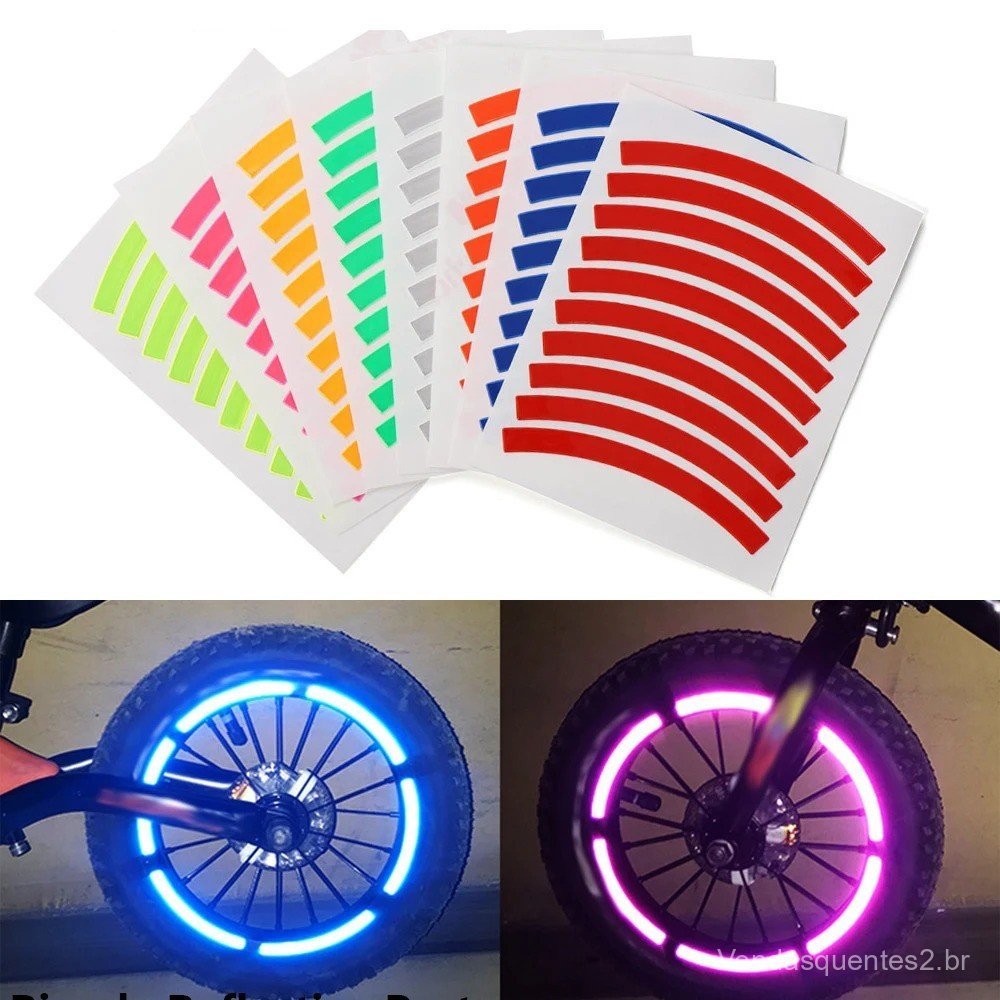 Adesivo Reflexivo De Pneu , De Segurança , Cor Infantil , Equilíbrio , Bicicleta , Decalque De Roda , Acessórios De