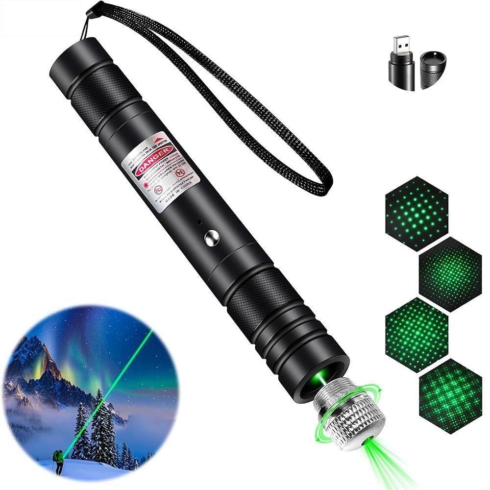Ponteiro Laser Verde Vermelho , Alta Potência Com Caneta De Demonstração A Tampa Estrela , Luz Indicadora De/Vermelha