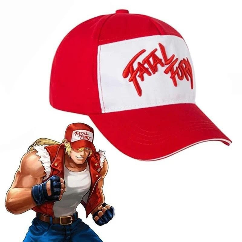 Boné de Beisebol Cosplay Ajustável Unissex com Bordado do Rei dos Lutadores Terry Bogard Q8UR