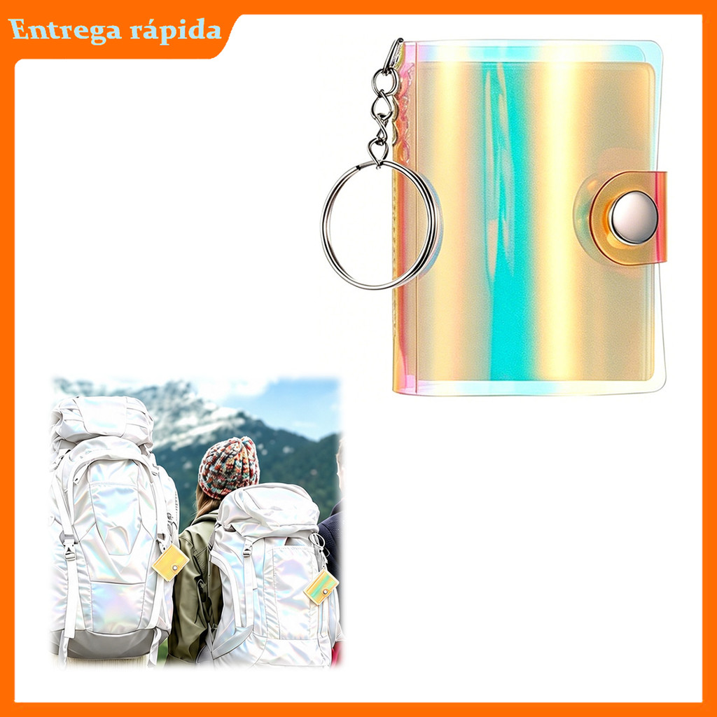 Mini Álbum Chaveiro 5,5x6,6 cm para Fotos 3,5x5,5 cm, 10 Páginas, 20 Fotos, Fecho de Botão, Kit 1 ou 2 Peças