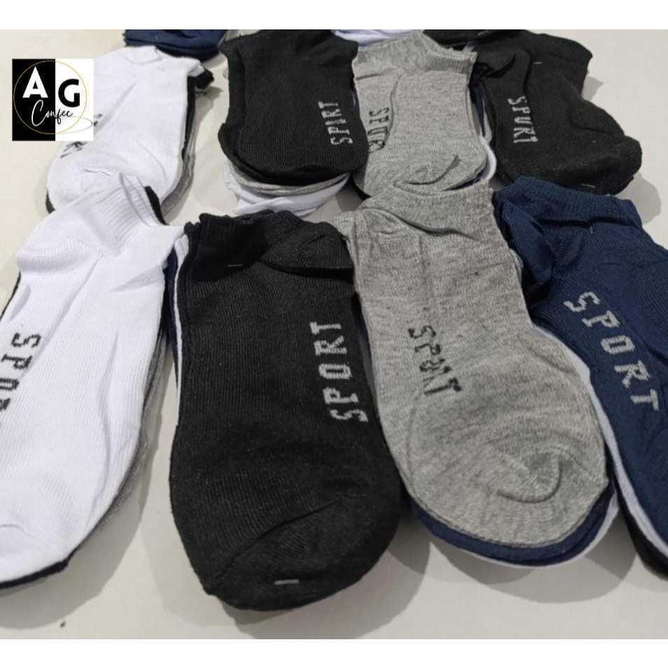 Kit 6/12/18 E 24 Pares de Meias Soquete Esporte Cano Curto Algodão Masculina Feminina Unissex SPORT — imagem 2 de 2