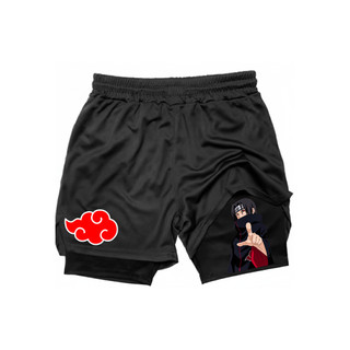 Short Compreeensao Naruto Vários Personagens 2 em 1 Anime Akatsuki Itachi Dry Fit