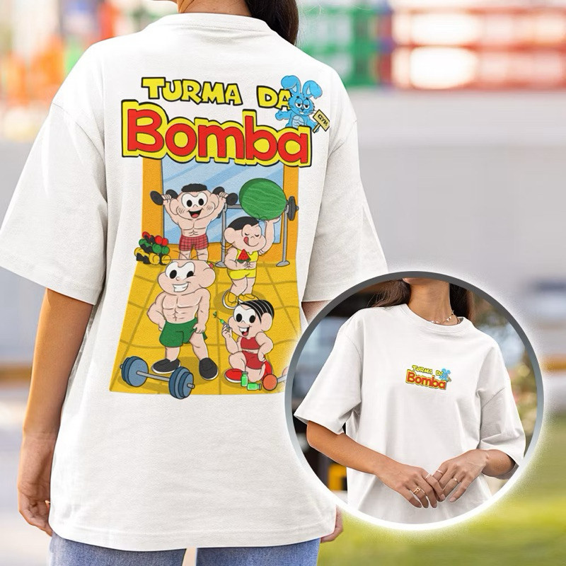 Camiseta Academia Turma Da Bomba Meme Engraçada Camisa Estampada Feminina Masculino Cebolinha Turma Da Mônica 