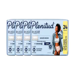 Kit 4 Roupa Íntima Plenitud Plus Fit Tamanho G/XG com 24 Unidades Leve Mais Por Menos
