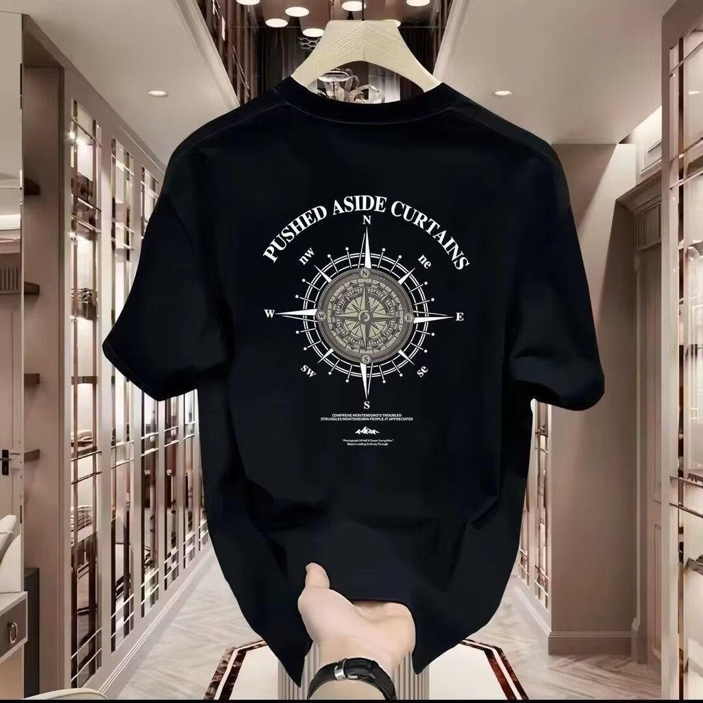Camiseta Masculina Oversized de Manga Curta Estampada, Gola Redonda, Casual, Confortável e Moderna