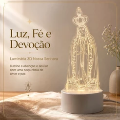 Luminária 3d Nossa Senhora Led Acrílico 3 Cores Abajur