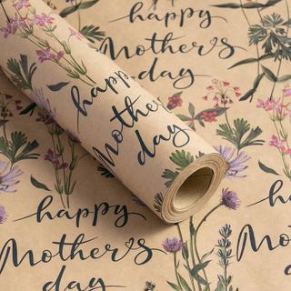 Rolo de Papel de Embrulho para o Dia das Mães RUSPEPA, Mini Rolo, Papel de Embrulho com Estampa de Flores Silvestres, Pa