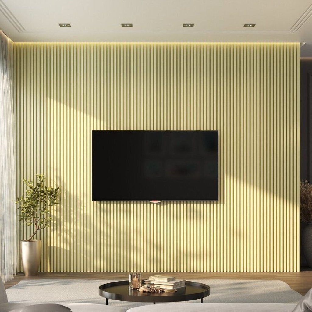 Painel Ripado de PVC 6 Barras de 2,70MX15CM (2,43m²) Bariri Bege