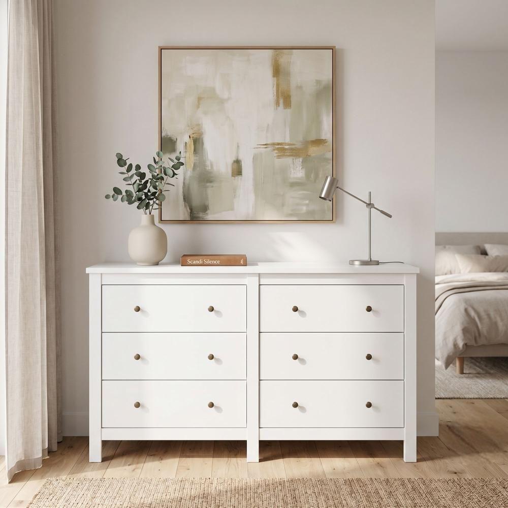 Cômoda Maggiore 6 Gavetas MDF-MDP Puxador Metálico Branco Móveis Lopas