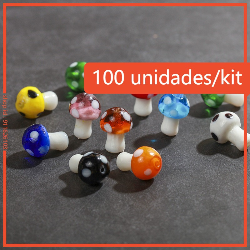 Acessórios de Joias Vidro Cogumelo Contas DIY Artesanais Criativas Fofo Acessórios