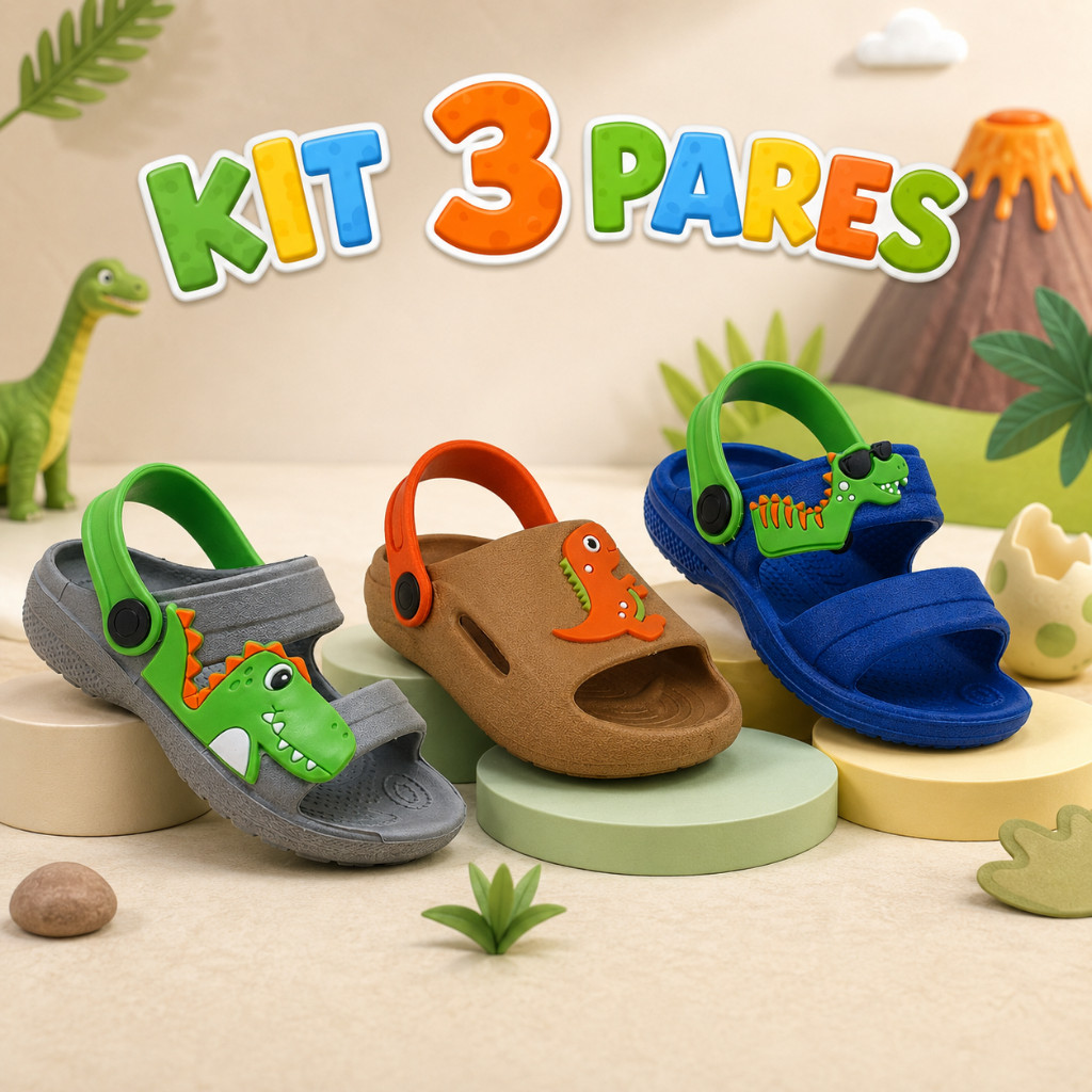 Kit 3 Sandália Infantil Menino Babuche Sola Antiderrapante Confortavel