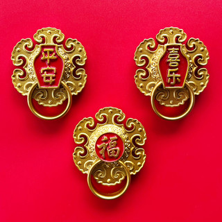 Estilo chinês seguro auspicioso anel de porta adesivos de geladeira tridimensional bênção personagem ímã personalidade c