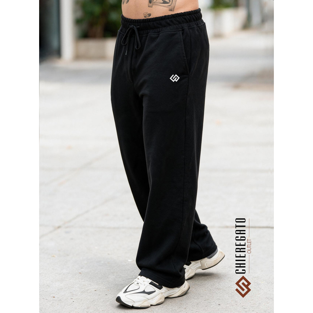 Calça Moletom Wide Leg Baggy Unissex Calça Reta Forrada Casual Streetwear Calça Oversized Original