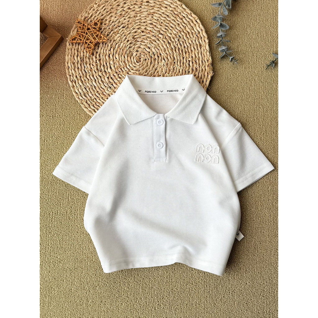 Meninos de manga curta fina camiseta 2026 novo estilo camisa POLO crianças versão coreana verão moda cor sólida All-Matc