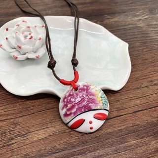 Jóias de cerâmica artesanal Jingdezhen Pastel peônia flor boneca cabeça beleza Facebook tecelagem colar feminino camisol