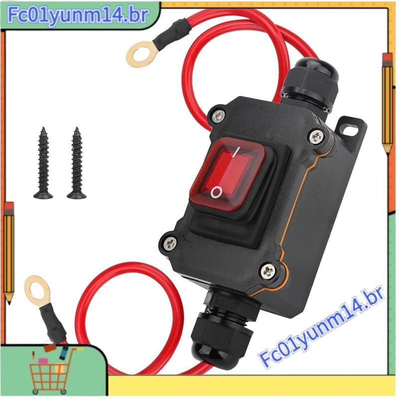 Interruptor De Cabo Em Linha À Prova D'água DC12-24V DPST Liga/Desliga Para Eletrodomésticos Externos Com Luz Vermelha E