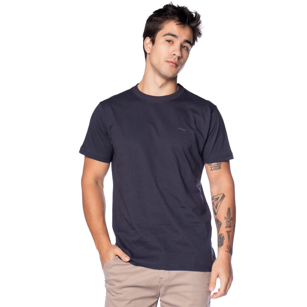 Camiseta Masculina Gangster Básica Algodão Marinho