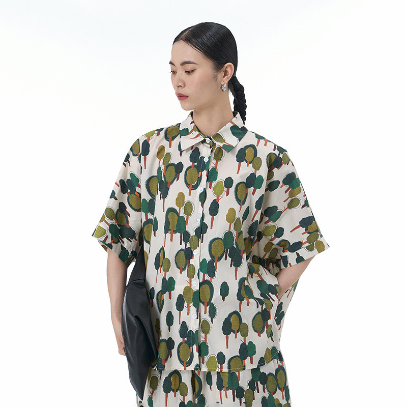 Olhos grandes [Roupas femininas estilo Yamamoto] Camisa de manga curta-2 cores verão Plus Size roupas femininas soltas m