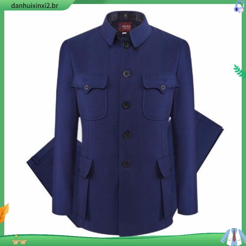 Zhongshan terno masculino de meia-idade roupas masculinas idosos terno superior roupas para idosos vovô jaqueta pai tern