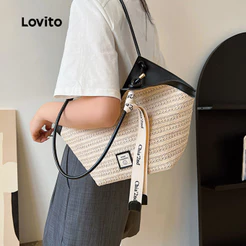Lovito Bolsa Tote Marrom Trançada Estilo Coreano Para Mulheres Para Viagens Uso Diário Escola Ou Como Estudante LR36E018