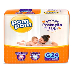 Fralda Pom Pom Protek Proteção De Mãe Jumbo G Com 24un