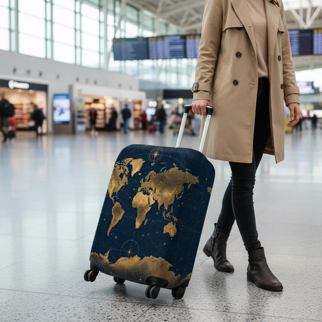 Imagem Capa Para Mala De Viagem Estampada Malha Suplex Resistente
