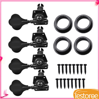 lestoree.br 4R Bass Tuning Pegs Machine Heads Black Open Gear Tuners Corpo em liga de zinco + corda de guitarra de aço