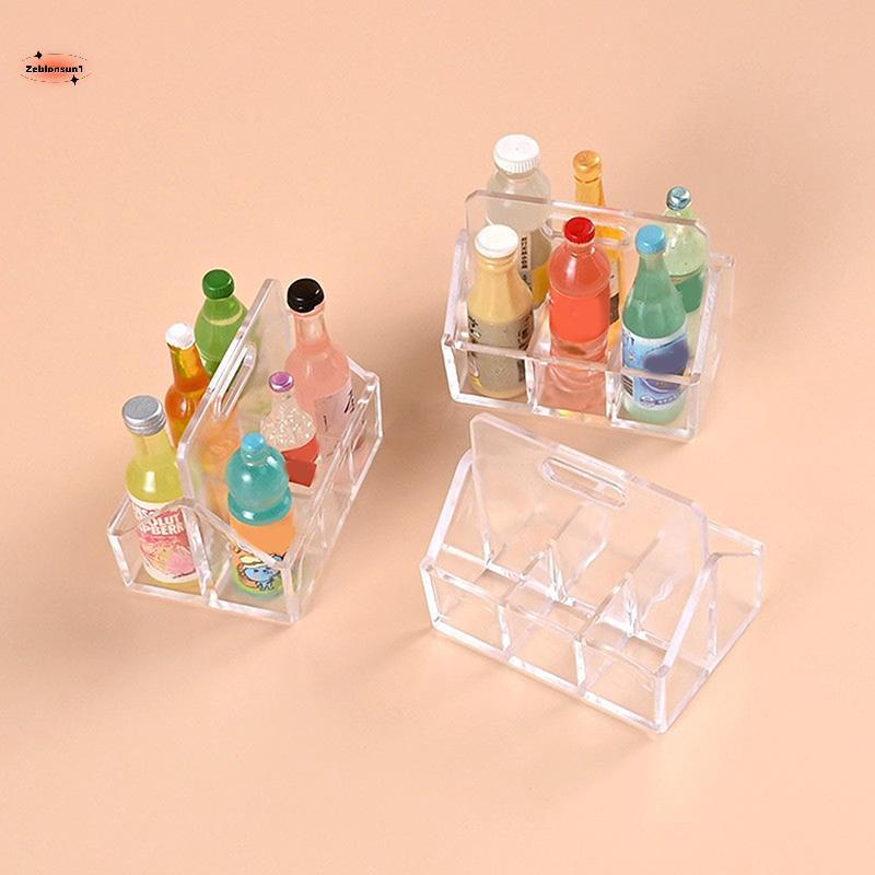 ZEB 2 Pçs/1 Conjunto Mini Garrafa De Bebida Leite Base Cena Decoração Comida Jogar Casa De Boneca Brinquedo Modelo Quent