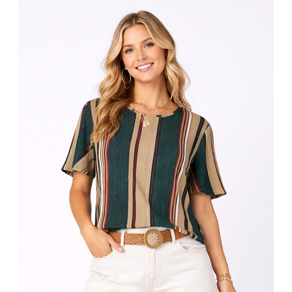 Blusa Feminina em Ribana Canelada Infinita Cor Verde