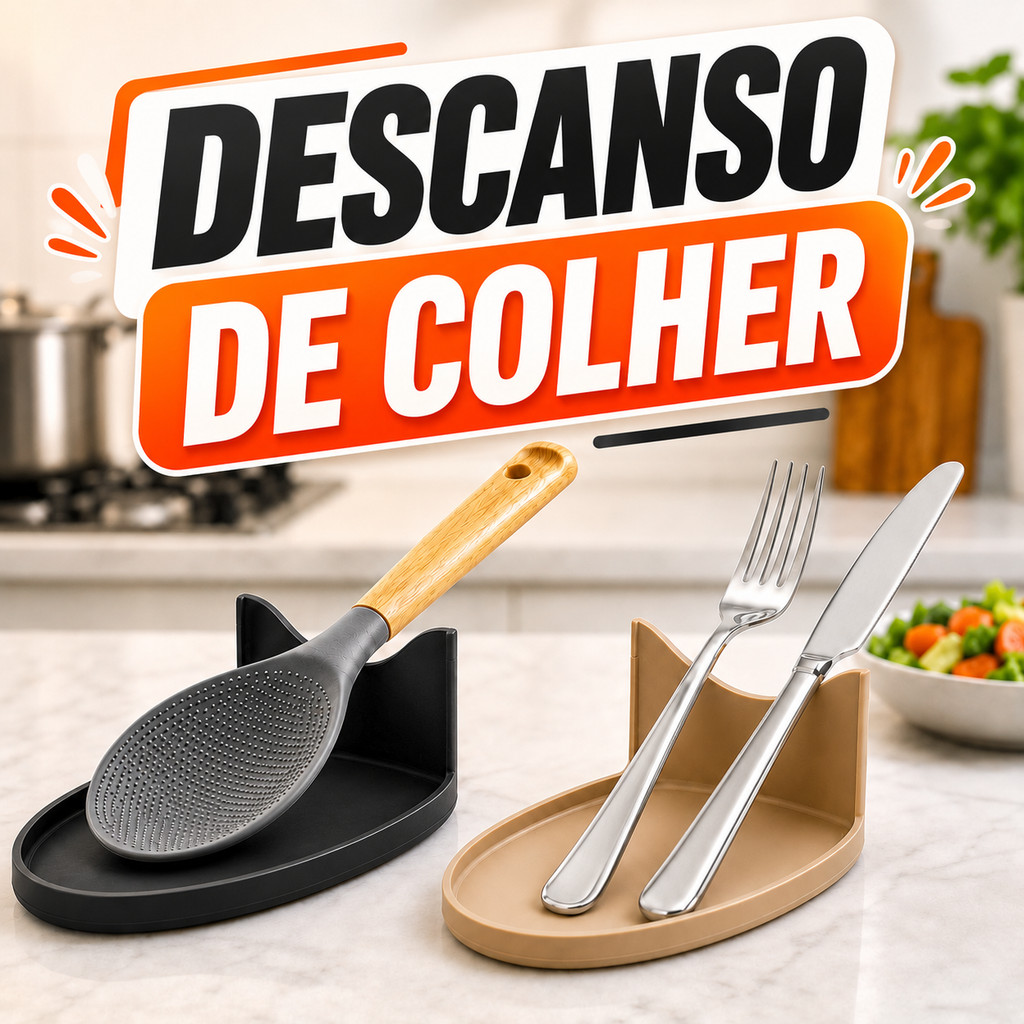 Suporte Apoio Descanso Colher Talheres Espátula Tampa Panela Bancada Cozinha Plástico Resistente Oval