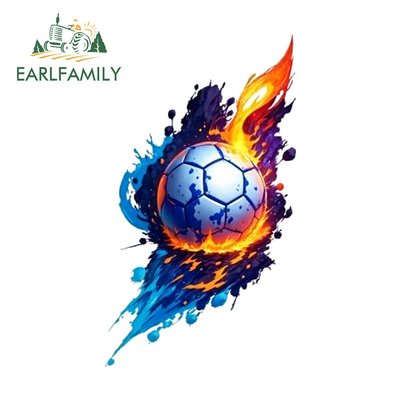 EARLFAMILY Fogo Futebol Adesivo De Carro Criativo Motocicleta Skate Capacete De Bicicleta Elétrica Bagagem DIY Decalques