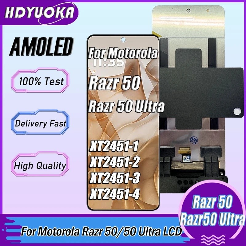 6.9 " AMOLED Para Motorola Razr 50 Display LCD Tela De Toque Digitador Assembléi