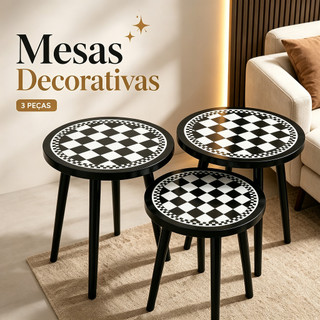 4 Modelos Disponíveis Mesa Lateral Redonda Decorativa Mesa Apoio para Sala Quarto Varanda Resistente Fácil Montagem
