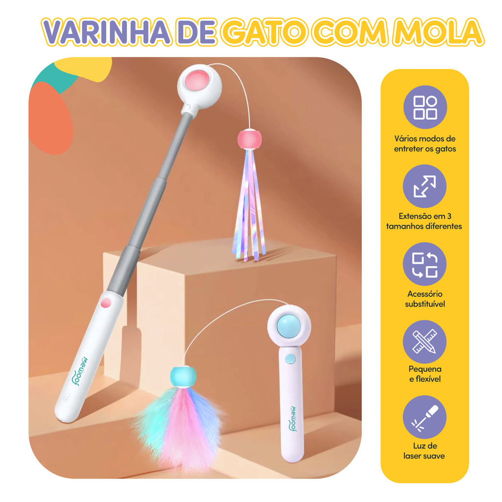 Varinha Interativa para Gatos Brinquedo Pet com Laser Suave 2 Pontas Substituíveis · foto 2