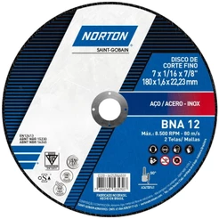Disco de corte para aço carbono e inox 7x1/16x7/8pol Norton