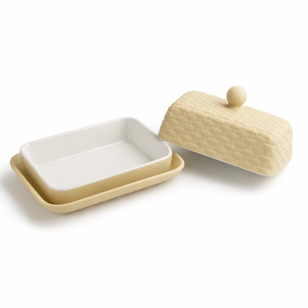 Manteigueira De Porcelana Com Tampa Rattan 17cm Hauskraft Premium — imagem 2 de 2