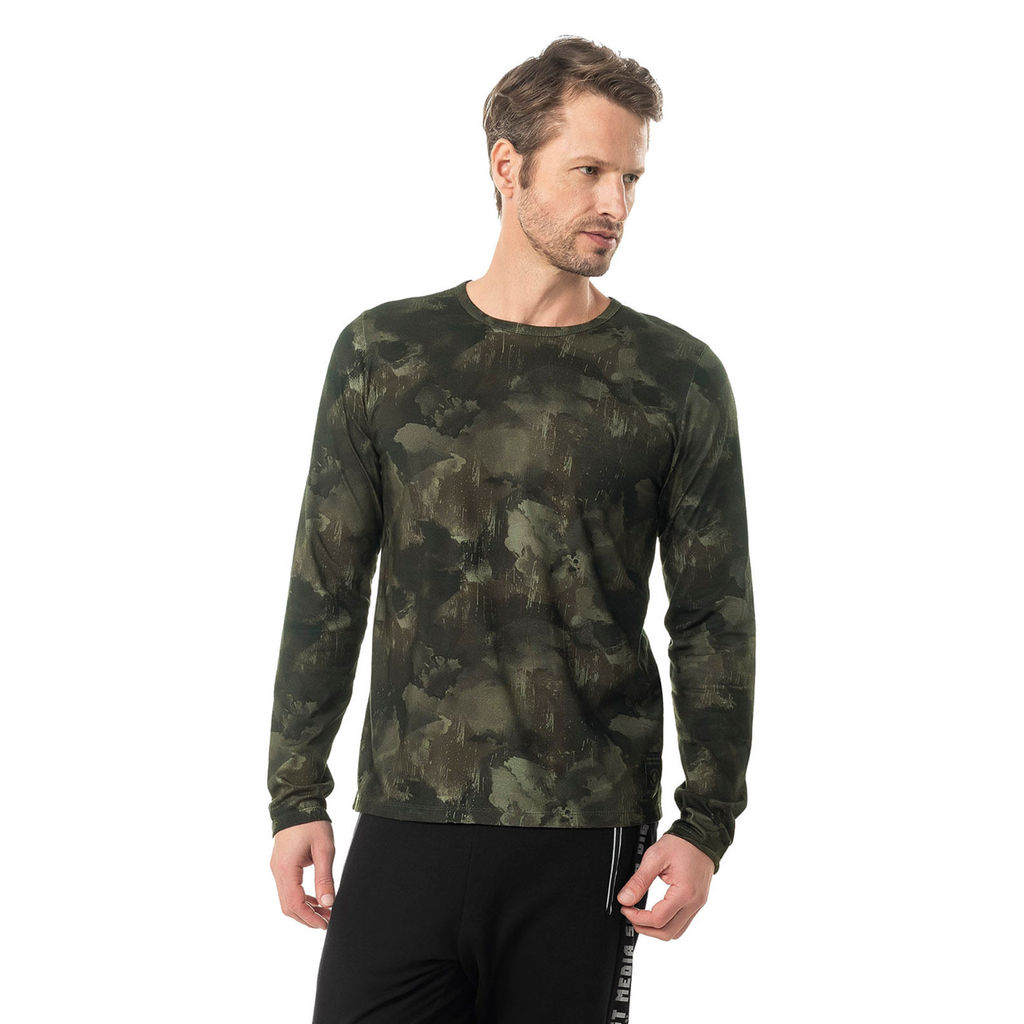 Camiseta Manga Longa Meia Malha Diametro Verde