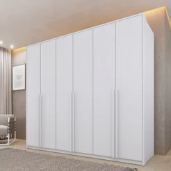 Guarda Roupa Casal 6 Portas 6 Gavetas 201cm Dubai Yescasa Branco/Neve Neve