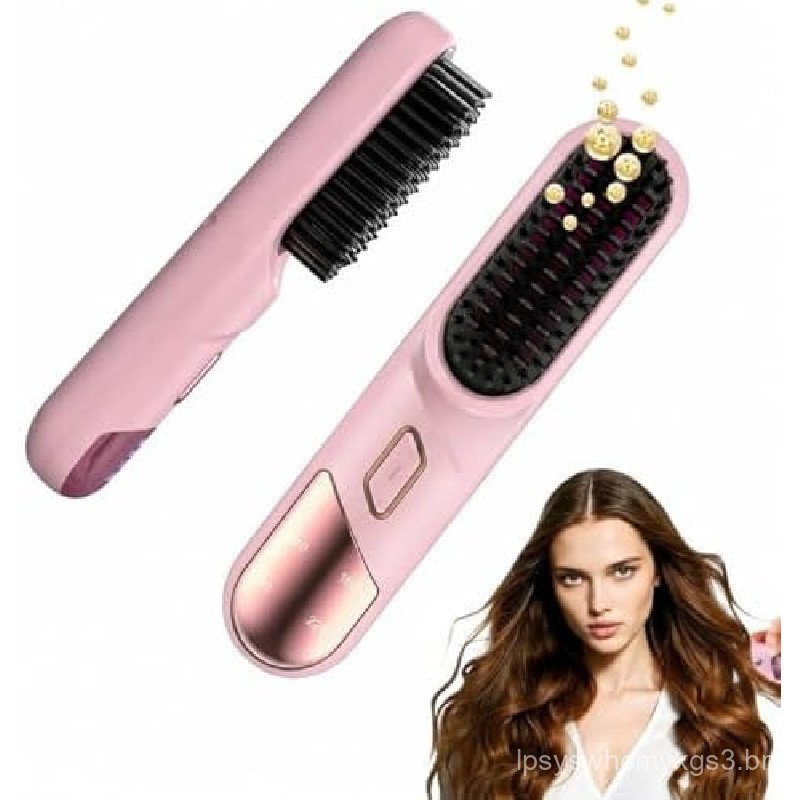 2Pcs Go Brush - Pro para Cabelos Curtos - Escova Alisadora Sem Fio Atualizada 2026 com Aquecimento Rápido em 30s, 4 Temp