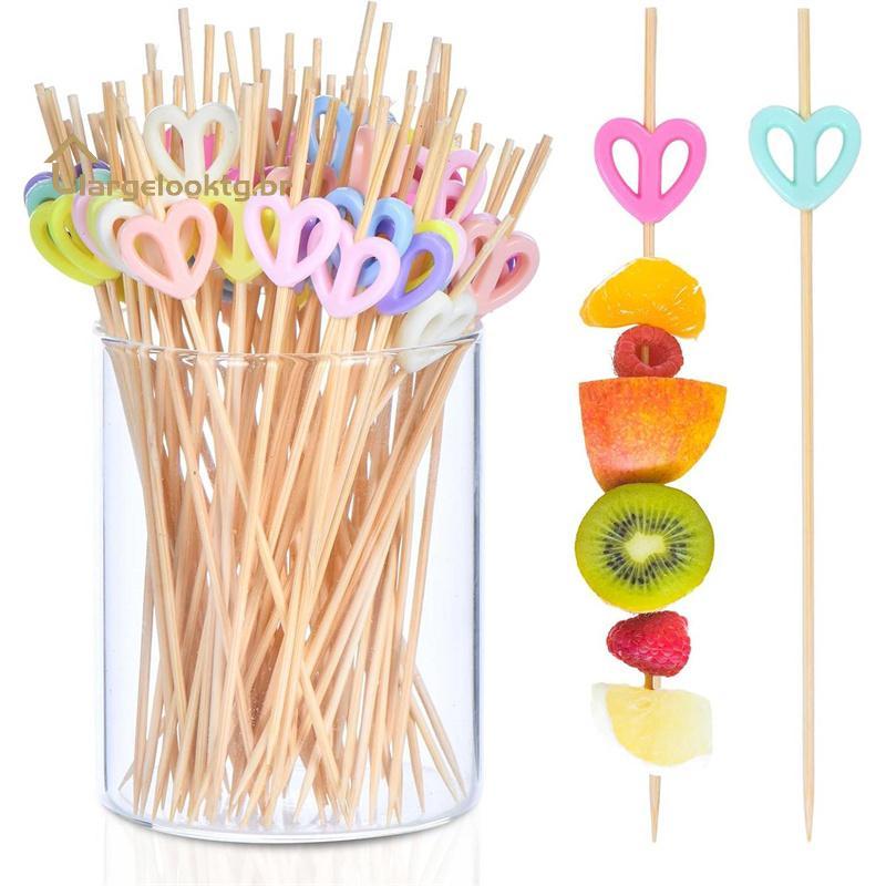100 Peixes De Cotail De Coração De Bambu Para Decoração De Comida , Bebidas E Sobremesas