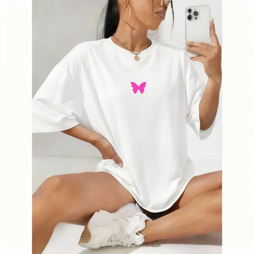 Camiseta Tshirt Oversized 100%Algodão  Feminina Gym Treino Academia Fitness Musculação borboleta