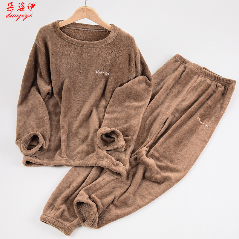 Moda quente conjunto dois conjuntos engrossado Coral velo casa solto preguiçoso amarrar pijamas casuais